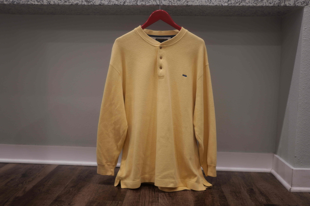 Colours Alexander Julian Men Sweater Yellow Long Sleeve Pullover Button Up Sz XL
